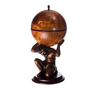 Enorme barwagen JG 42016R-GR, exclusief figuur Atlas, met eucalyptushouten bodem antiek roodbruin, geopend 100 cm hoge…