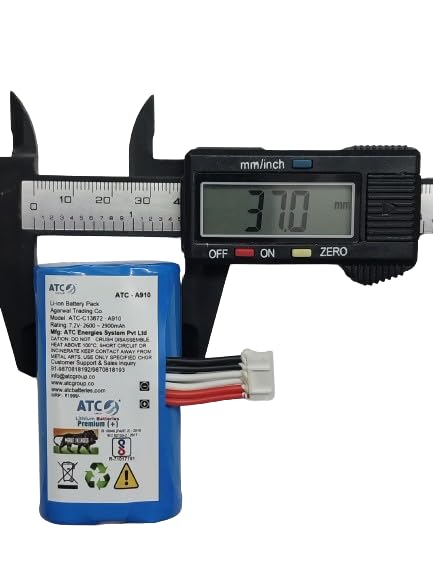Battery width measurement 37.0 mm