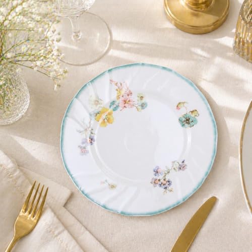 Image of NFI essentials 8 inch Ceramic Quarter Plate with Elegant Blue Floral Design, Premium Serving Plate for Snacks, Desserts, Breakfast & Appetizers, Microwave & Dishwasher Safe