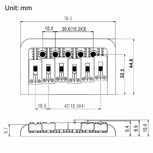 Shengsui 52.5Mm (2-1/16 Inch) Metal Fixed Hardtail Saddle Bridge Top Load Guitar Tailpiece For 6 String Fender Strat Tele Electric Guitar Silver #TOP2
