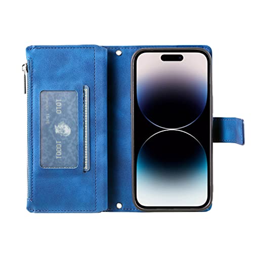 Protection intégrale iPhone 17 bleu en cuir de qualité supérieure - 5