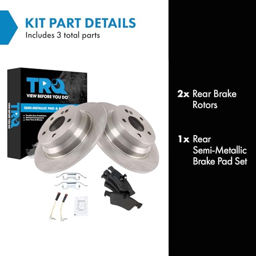 Image of TRQ Rear Brake Pad and Rotor Set Semi Metallic Compatible with 2014 Mercedes-Benz E250 2003-2009 E320 2006 E350 2003-2006 E500