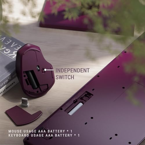 MPTOG Ergonomic Wireless Keyboard and Mouse Combo, Claret by MPTOG - Used condition - Image 6
