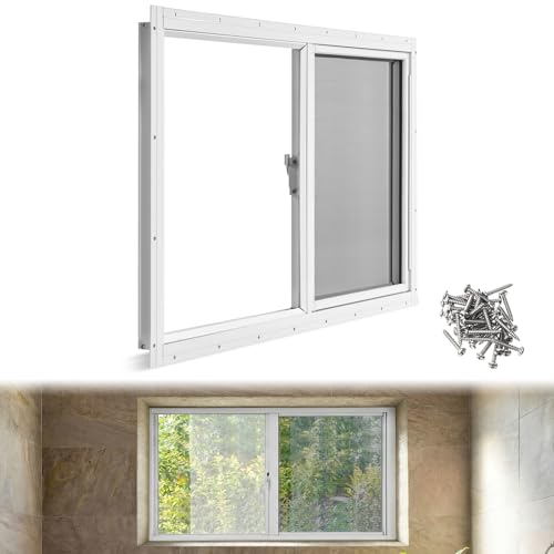 Kathfly 1 lot de mini fenêtres de sous-sol de rechange de 81,3 x 45,7 cm avec écran en verre et vis… – Vignette