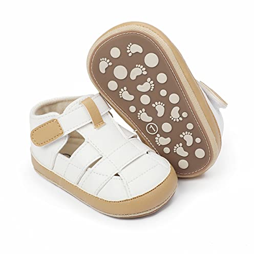Image of HsdsBebe Baby Boys Girls Pu Leather Hard Bottom Walking Sneakers Toddler Rubber Sole First Walkers Infant Cartoon Slippers Crib Shoes