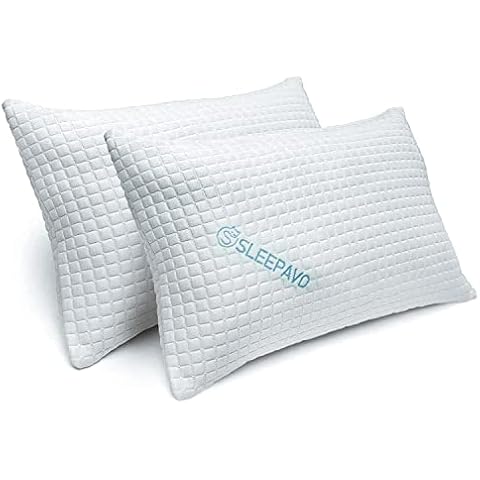 Shredded Memory Foam Pillows Queen Size Set of 2 - Cooling Bed Pillows for Sleeping for Stomach, Back and Body - Cool Memory Pillows 2 Pack Queen Pillows Sets - Soft Pillow for Side Side Sleeper Cover