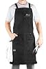 Hudson Durable Goods Professional Grade Chef Apron for Kitchen, BBQ, and Grill - Adjustable Crossback Denim Apron for Men and Women with Pockets, Towel Loop, Quick Release Buckle - 34 x 27 Inch, Black #2