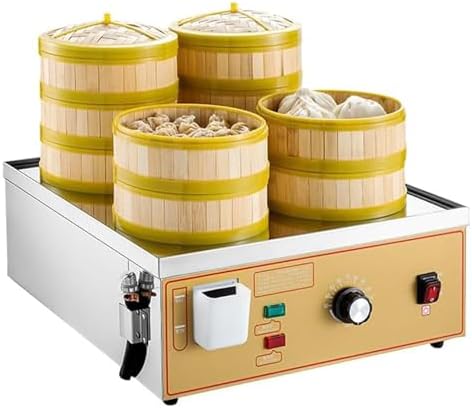 Dim Sum Electric Steamer, Commercial Electric Steamer, Dry Boiling Alarm Water Shortage Alarm/Water Shortage Power Outage/Mirror Panel(Steamer Basket Not Included), Steamer Basket