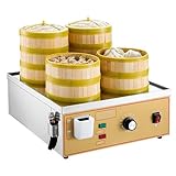Dim Sum Electric Steamer, Commercial Electric Steamer, Dry Boiling Alarm Water Shortage Alarm/water Shortage Power Outage/mirror Panel(Steamer Basket Not Included), Steamer Basket: 13-20cm