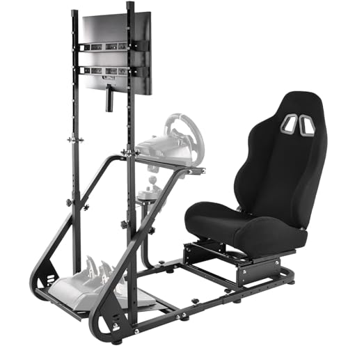 Supllueer Racing Simulator Cockpit with TV Mount&Gaming Seat Fit for Logitech/Thrustmaster/Fanatec GPRO G29 G920 G923 T128X T300RS GT,Sim Driving Race Stand Without Steering Wheel/Pedal/Shifter/TV - Thumbnail 7