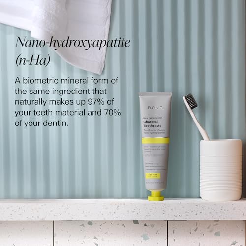 Image of Boka Fluoride Free Toothpaste, Nano Hydroxyapatite Toothpaste, Appropriate for Sensitive Teeth - for Adult Oral Care - Charcoal Yuzu Mint Flavor, 4 Fl Oz 1Pk