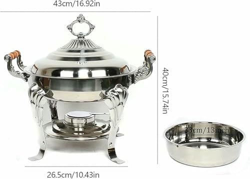 Ensemble de buffet rond grand format en acier inoxydable poli - 8