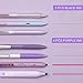 WRITECH Gel Pens Journaling Highlighters: Journal Set Aesthetic Assorted Pastel Color Ink 0.5mm Fine Point Retractable 0.7mm Black Pen Smooth Writing Drawing No Bleed 7ct (Purple)