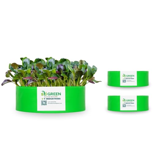 Image of HDPE Grow Bags for Plants 15X6 Inch (Pack of 3) | 260 GSM Heavy Duty UV-Protected Round Green Colour Plant Bags for Terrace and Vegetable Gardening | Strong & Reusable|