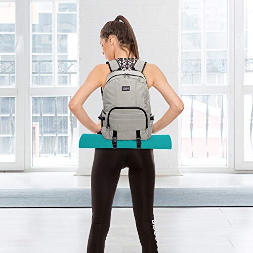 LISH Vinyasa Yoga Mat Backpack - Multipurpose Lightweight Gym Tote Bag with Straps (Light Grey)
