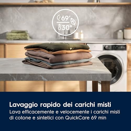 Electrolux Lavatrice a Carica Frontale EW7F48B, 8 kg Serie 700 SteamCare, 1400 Giri/min, Tecnologia Vapore PRO e SensiCare+ Programma Vapore Refresh 25, Cesto CareDrum, 847x597x576mm, Nero, Classe A - Immagine 2