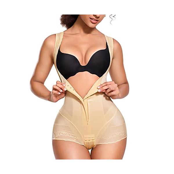 REYEOGO-Waist-Trainer-for-Women-Shapewear-Bodysuit-Corset-Tummy-Control-Body-Shaper-Lace-Butt-Lifter-Panty-Fajas-Colombianas REYEOGO Waist Trainer for Women Shapewear Bodysuit Corset Tummy Control Body Shaper Lace Butt Lifter Panty Fajas Colombianas (Beige, Large)