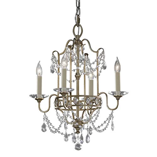 Image of 4 Bulb Chandelier Hanging Pendant Light - Gilded Silver - LED E14 60W Bulb