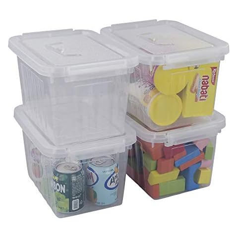 Cadineer Small Clear Plastic Storage Boxes Set Cover