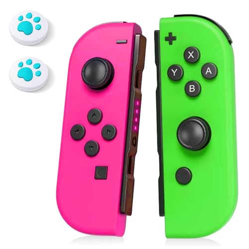 Switch Replacement Controller, Switch Controller Compatible with Switch/OLED/Lite,Switch Controllers Support/Screenshot/Wake-up/Motion Control/Dual Vibration,With Two Cute Joystick Hats,Rose Green