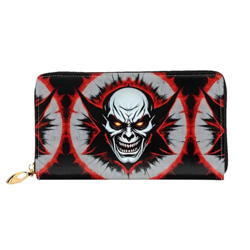 wwqqvnb Cartera con cremallera Red and Black Evil Ghost para mujer con ranura para tarjetas de crédito y monedero con cremallera, ligera y portátil.