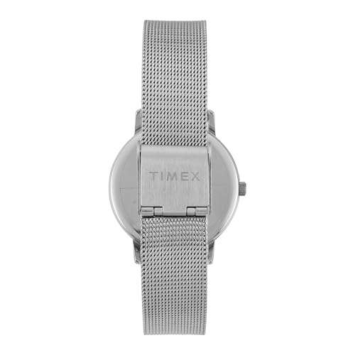 Image of TIMEX Analog Watch for Women with Blue Round Dial & Silver Stainless Steel Bracelet Band Water Resistant Women's Wrist Watches - TWEL15623