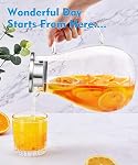 Glass Pitcher, veecom 80oz Water Pitcher with Lid, 2.4L Large Glass Pitcher with Lid and Spout for Hot&Cold Beverage, Juice, Iced Tea Pitcher for Fridge, Borosilicate Glass Carafe/Jug with Brush