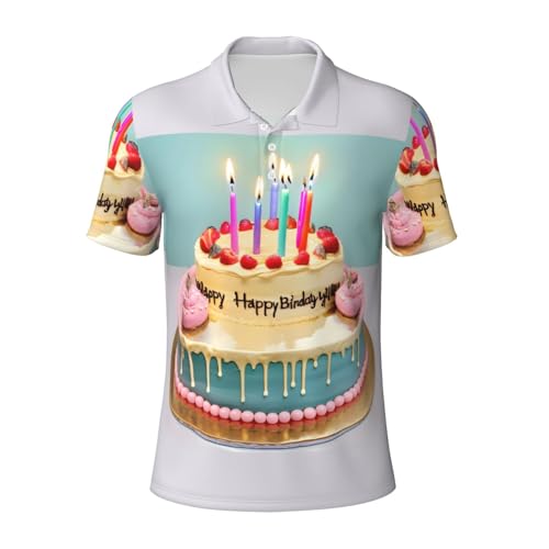 Polo manches courtes homme Happy Birthday Big Cake en coton