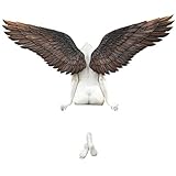 💕【Einzigartige Form】 Diese Engelswandskulptur ist sowohl technisch als auch stilistisch sehr schön und sieht aus wie ein Engel, der sich an der Wand vergräbt. Es besteht aus vier Teilen: dem menschlichen Körper, den Flügeln, dem horizontalen Sitz und den Füßen. Die Skulptur steht der Person gegenüber und lässt sie wie einen echten einsamen Engel aussehen. Sie hat beneidenswerte Kupferfedern, aber ihr Aussehen verbirgt ihre zerbrechliche Seele und sie muss sich an der Wand ausruhen.