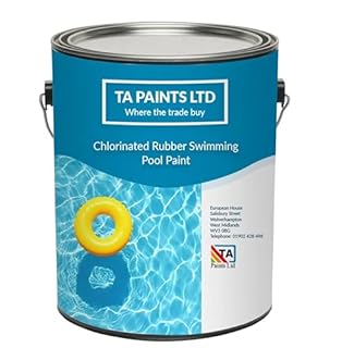 T A Paints Ltd Swimming Pool Paint Waterproof Rubber Pool High Chemical Protection Gloss Pool & Pond Chlorinated Rubber Coating (5 litres, BS 18 E 51 Blue)