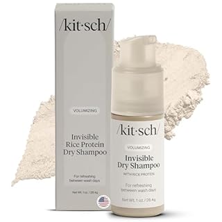 Kitsch Volumizing Rice Protein Dry Shampoo Powder - Dry Shampoo for Women & Men, No White Cast, Absorbs Oil, Non-Greasy, Light-to-medium Hair Colors, Travel Size | Ideal Gifts for Women- Invisible 1oz