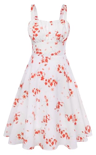 Image of Belle Poque Vintage Floral Dress for Women 2026 Summer A-line Sleeveless Flowy Midi Elegant Wedding Guest Cocktail Dress
