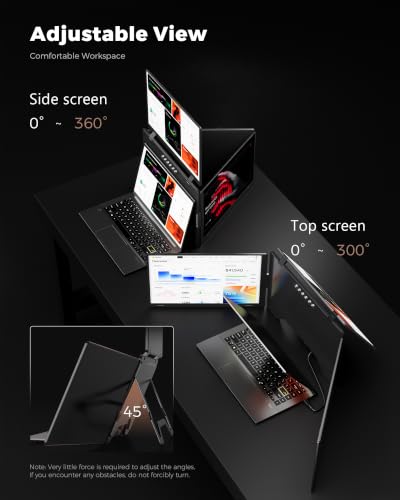 Image of 14 inch Triple Laptop Screen Extender, FHD 1200P Triple Screen Laptop Monitor Extender, One Cable Connection Quad Portable Monitor for 12 inch-16.5 inch Laptops, Driver Needed, USB-C Plug&Play Fit for Wins, Mac