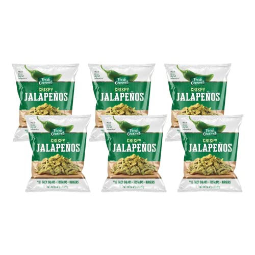 Fresh Gourmet Crispy Lightly Salted Jalapenos | 16 Ounce, Pack of 6 | Low Carb | Crunchy Snack and Salad Topper