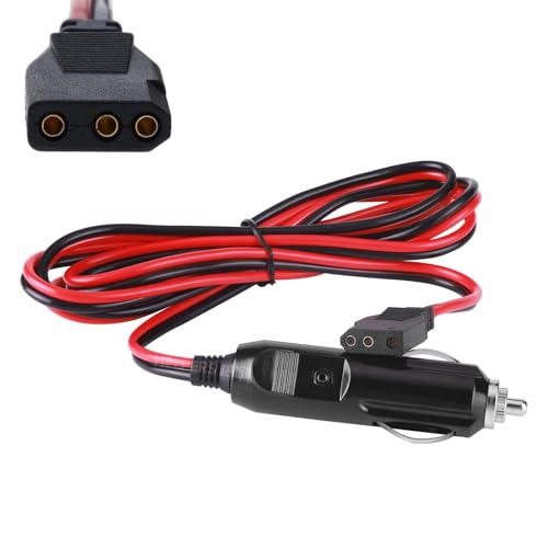 12V CB Power Cord 3 Pin Plug Cable Car Cigarette Lighter Plug with 3 Pin Socket for Cobra Galaxy Uniden Midland President MC Kinley President Walker