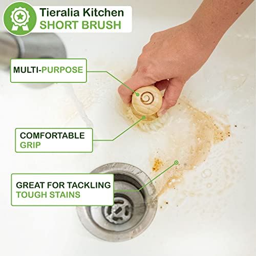 Tieralia 5 Piece All-In-1 Eco-Friendly Kitchen Cleaning Set | Bamboo Dish Brushes & Compostable Sponges | Dish Brush Set | Dish Brush #TOP2