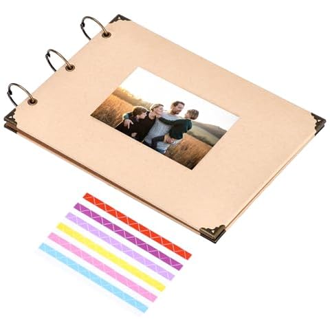 Craftopia Spiral Bound Scrapbook Photo Album - 8x6-Inch, Durable Hardcover Memory Book with Paper for Crafting, Collecting Photos and More - Ideal for Family, Travel and Baby Keepsakes - Brown Cover