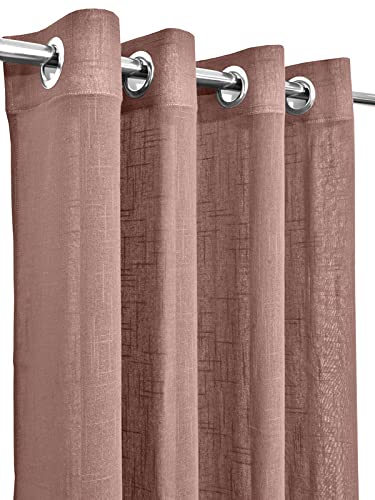 Image of Cotton Linen Solid Curtain with Eyelet Rings,Door Curtains for Pooja Room /Living Room /Dining Hall /Hotel /Bedroom /Kid Room /Kitchen (7.5 Feet, Chocolate Brown) Set of 2