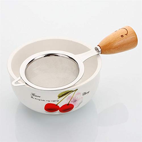 Tamiz Cucharón colador de Acero Inoxidable con Mango de Madera Tamiz de harina Fruta Verdura Filtro de Agua Sopa Colador Utensilios de Cocina.
