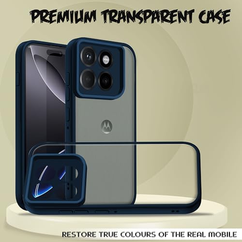 Image of V-TAN Back Cover for Motorola Edge 60 Pro 5G, Transparent Clear Case Compatible with Motorola Edge 60 Pro, TPU, Camera Protective, Scratch Resistant Shockproof Mobile Cover with Anti-Slip Grip (Blue)