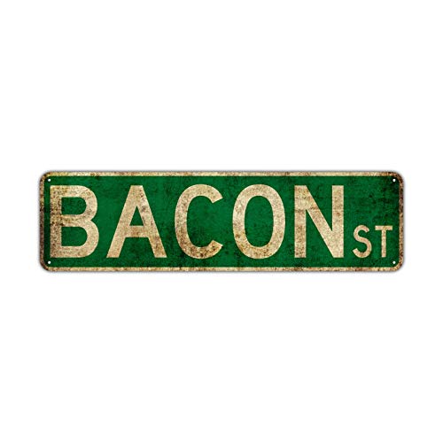Vintage Bacon ST Street Sign Rustic Aluminium Metal Tin Sign
