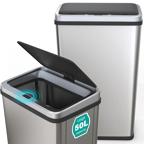 Vivo Technologies 50L Sensor Bin, Automatic Touchless Stainless S...