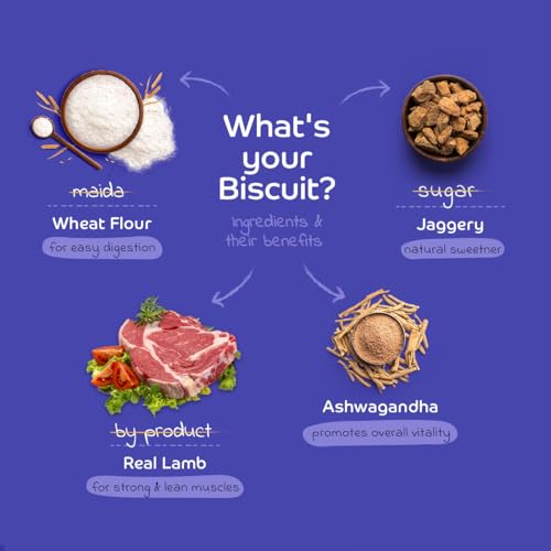 Image of Lamb with Ashwagandha Dog Biscuits for Puppies & Adult Dogs | Oven-Baked Crunchy Dog Treats Made with Real Ingredients | Healthy Training & Reward Snacks | 845g