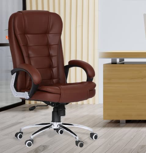 Da URBAN® Bempton High Back Revolving Leatherette Ergonomic Home & Office Executive Chair with 3 Years Warranty, High Comfort Seating, Height Adjustable Seat & Heavy Duty Metal Base (Brown)