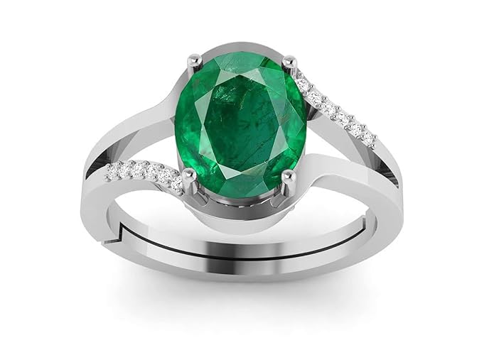 15.00 Ratti 14.00 Carat Natural Emerald Ring (Natural Panna/Panna Stone Silver Plated) Original Aaa Quality Gemstone Adjustable Ring Ast For Unisex Adult-image-14