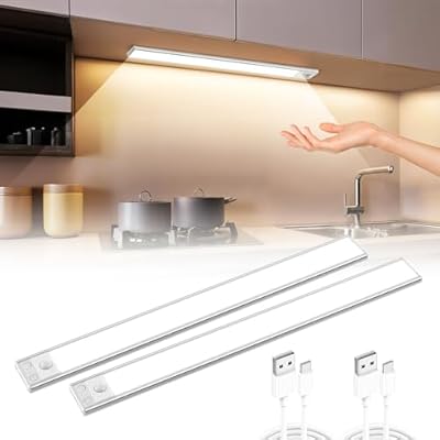 Under Counter Lights For Kitchen,2 PACK+42CM+Motion Sensor+Rechargeable Under Cabinet Lighting Wireless, 70LED+90Lumen Bright+Dimmable Under Counter Lights For Kitchen,Under Counter Lights For Kitchen