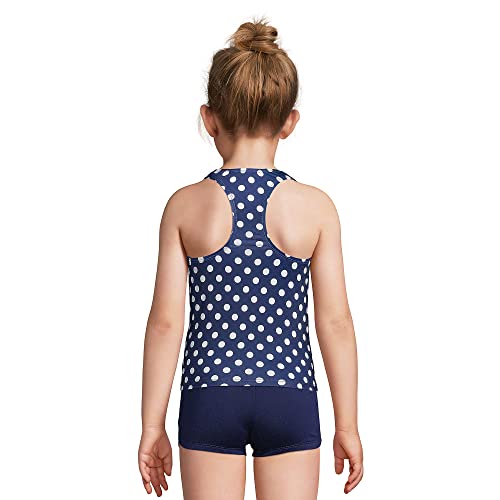 Lands' End G Tankini Swim Top Deep Sea Navy Shadow Dot Kids 12 #TOP2