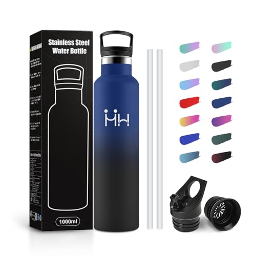JAPORIA Borraccia Acciaio Inox 1 Litro, Bottiglia senza BPA, Acciaio