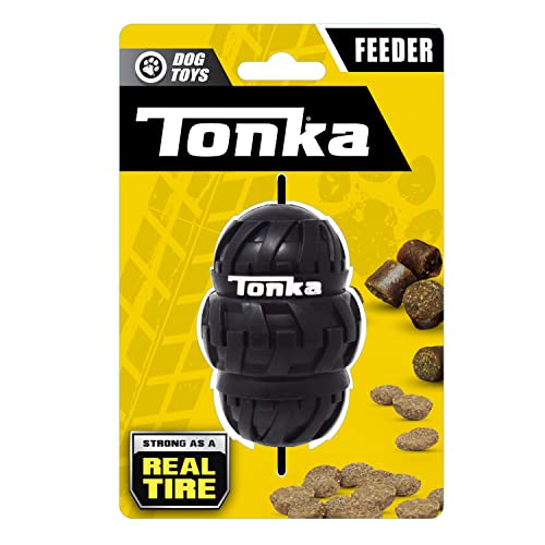 Tonka Tri-Stack Treat Feeder Dog Toy, Lightweight, Durable and Water Resistant, Single Unit, Black