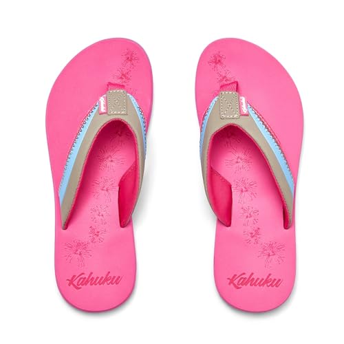 Kahuku Flips Women's Flip-Flops with Soft Cotton Toe Post, Supersoft Footbed and Arch Support - Guaranteed Comfort - Pink - UK 6 - Image 5